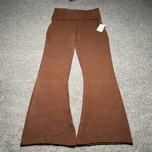 FCT With Love Pants Womens XL Ribbed Knit Flare Brown Full Circle Trends